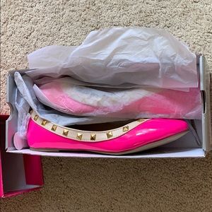 Hot pink and gold flats